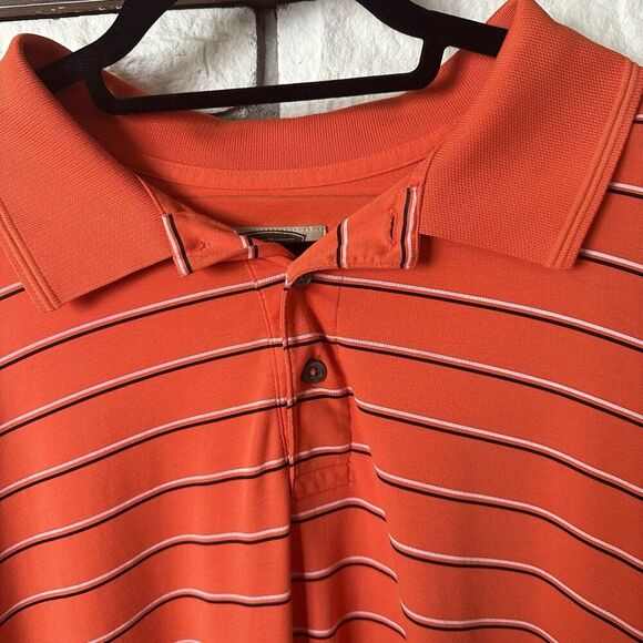 The Foundry Shirt Men's 2XLT Orange Striped Pima Cotton Quick Dri Comfort Golf - Picture 3 of 8